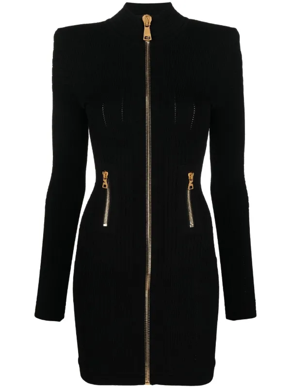 Balmain Ribbed zip-up Dress - Farfetch