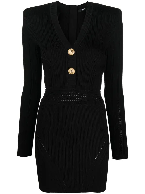 Robe courte en maille nervurée - Balmain - Modalova