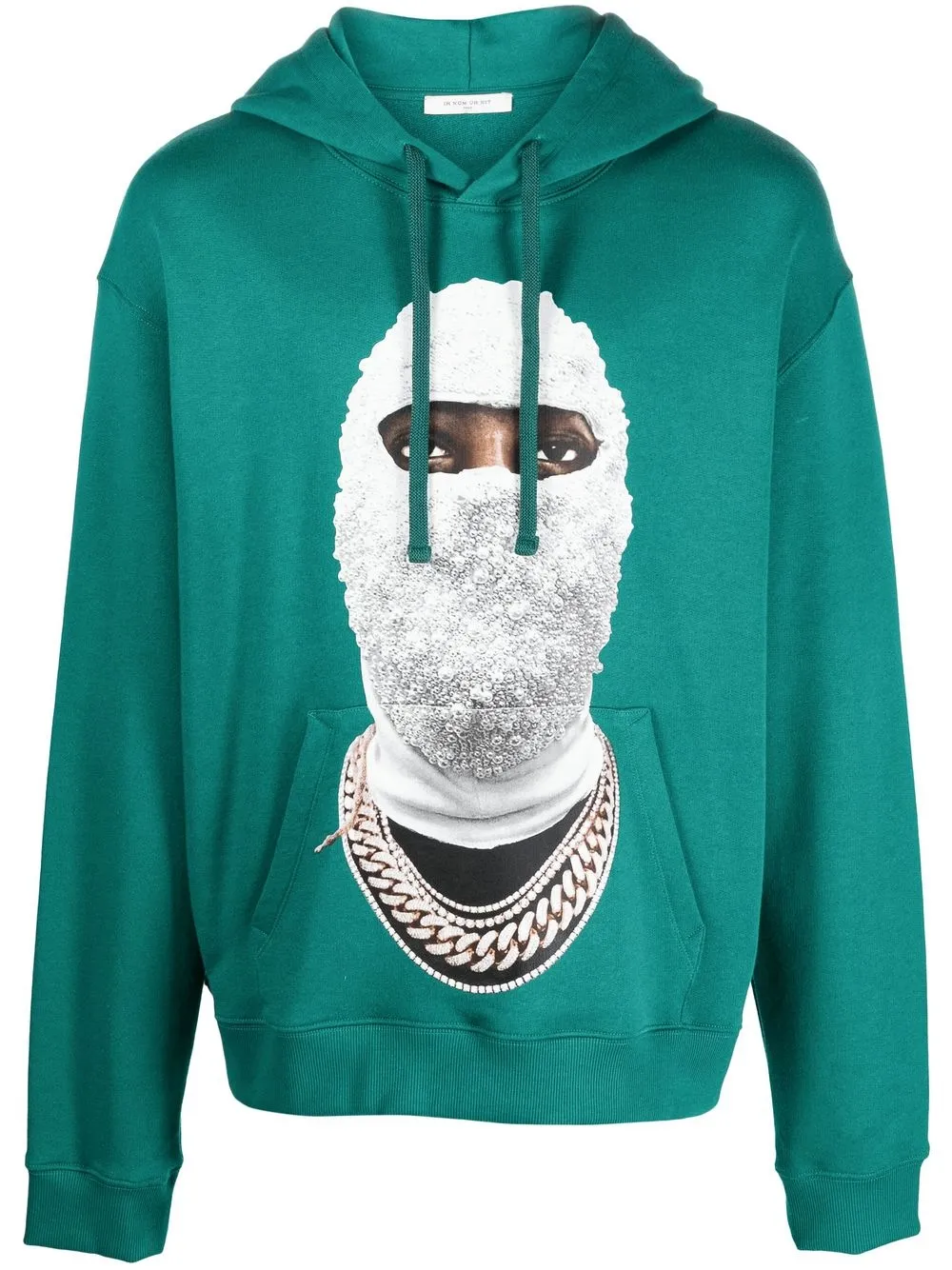 

Ih Nom Uh Nit balaclava-print detail hoodie - Green