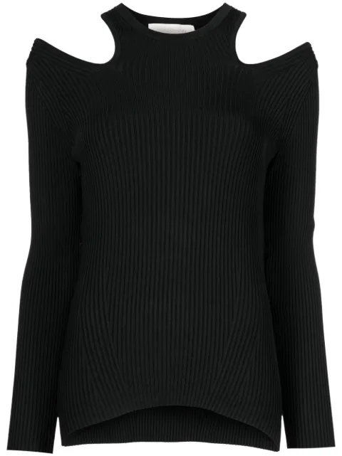 ribbed cut-out long-sleeve shirt