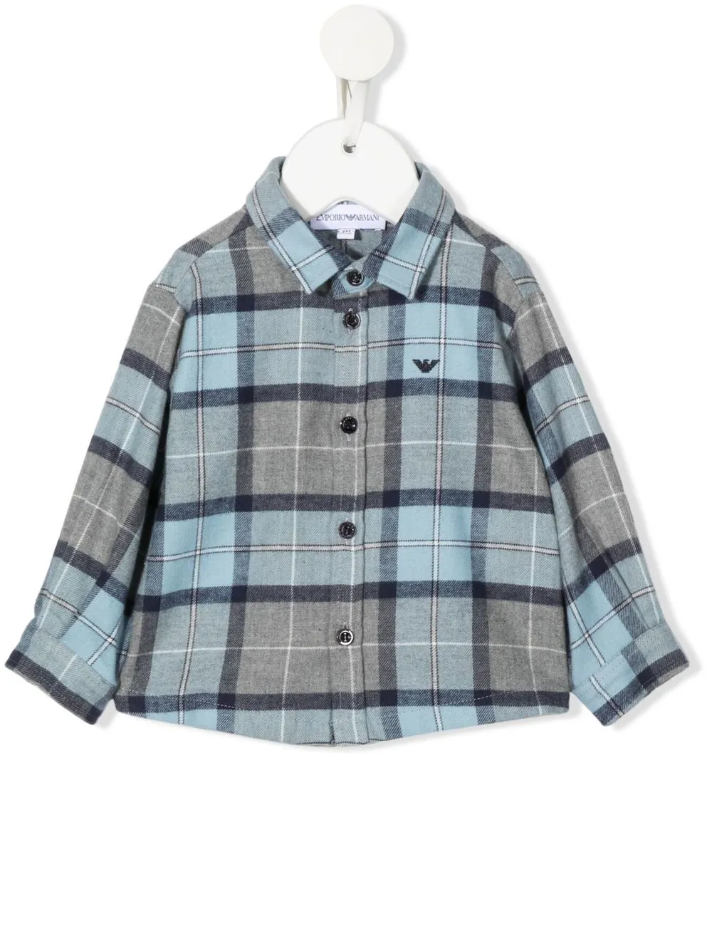 

Emporio Armani Kids camisa manga larga con cuadros estampados - Azul