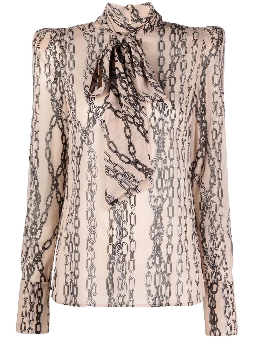Philosophy Di Lorenzo Serafini chain-print pussy-bow blouse - Neutrals