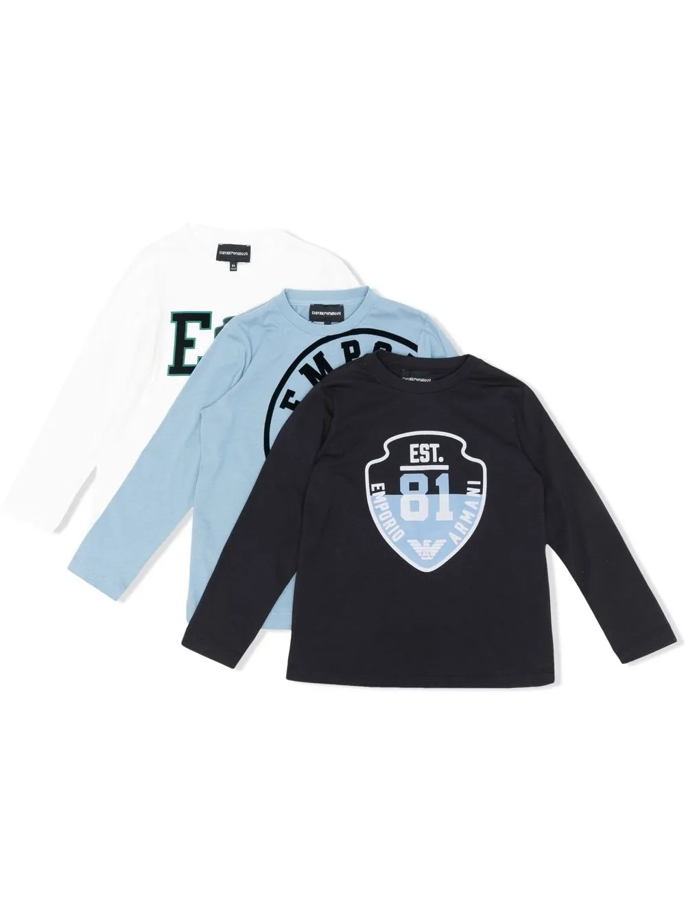 

Emporio Armani Kids playera manga larga con logo estampado - Azul