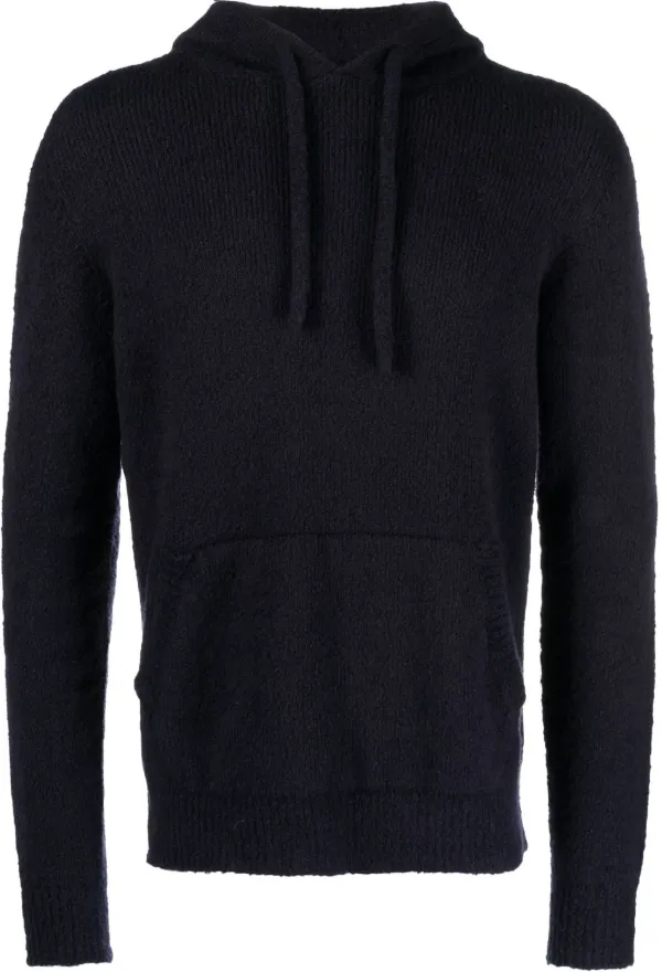Roberto Collina Knitted Pouch Hoodie - Blue