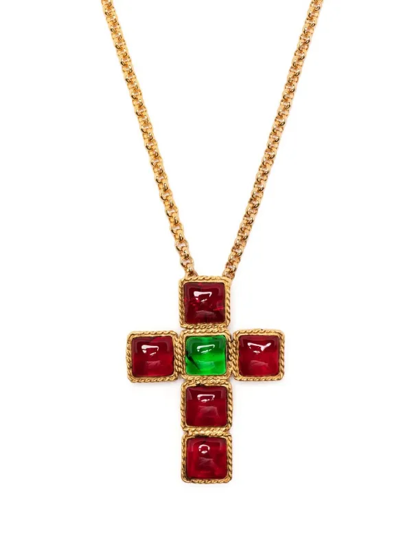Gripoix Cross Pendant Chain Necklace | Gold | FARFETCH