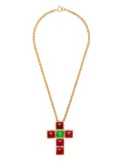 Gripoix cross pendant chain necklace - Gold