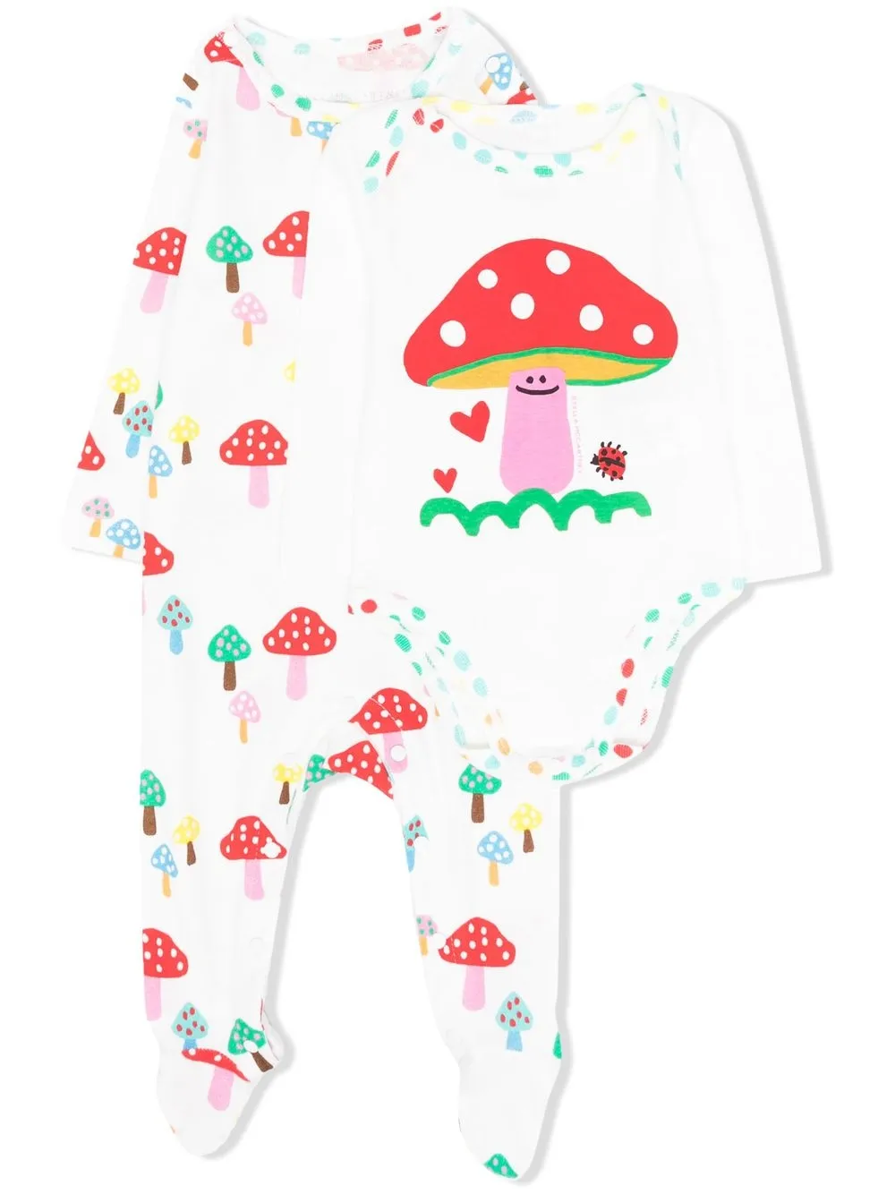 

Stella McCartney Kids mushroom-print babygrow set - White