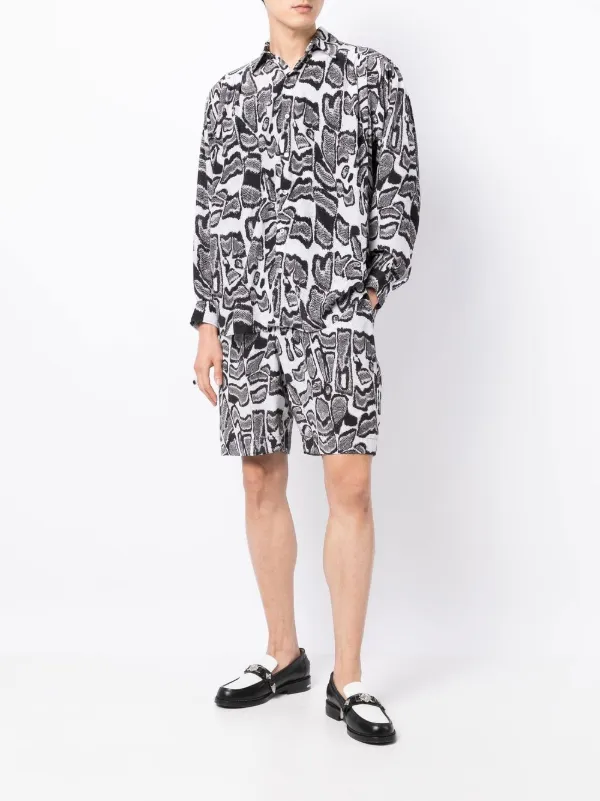 Edward Crutchley abstract-pattern long-sleeve Shirt | White