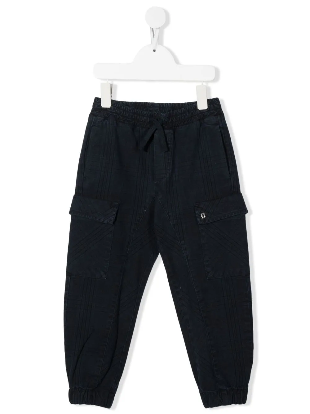 

DONDUP KIDS check-print denim cargo trousers - Blue