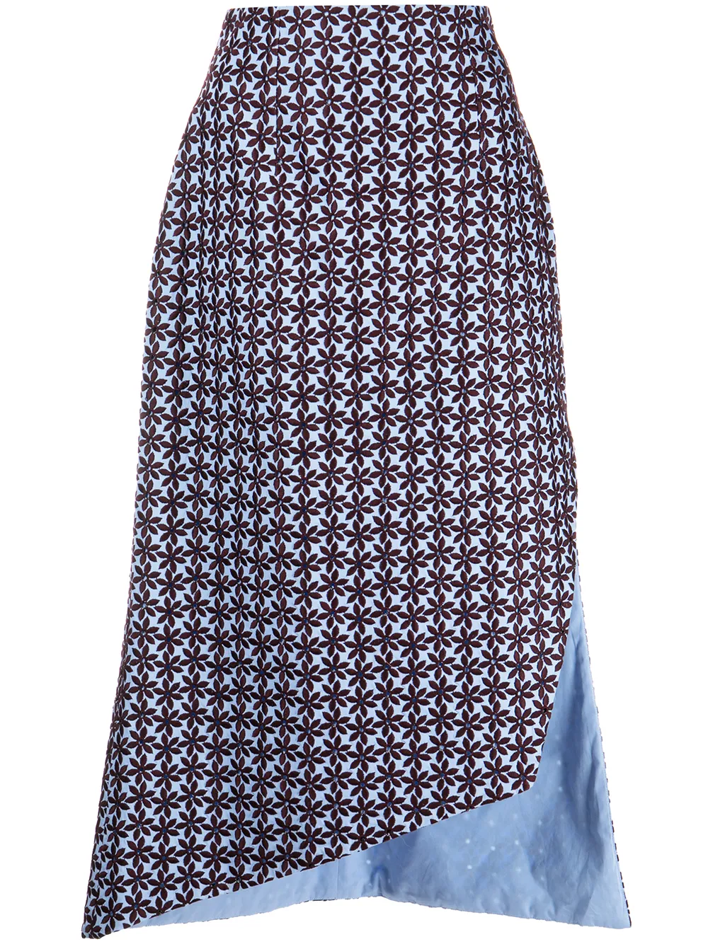 

Silvia Tcherassi Gimme floral-embroidered midi skirt - Blue