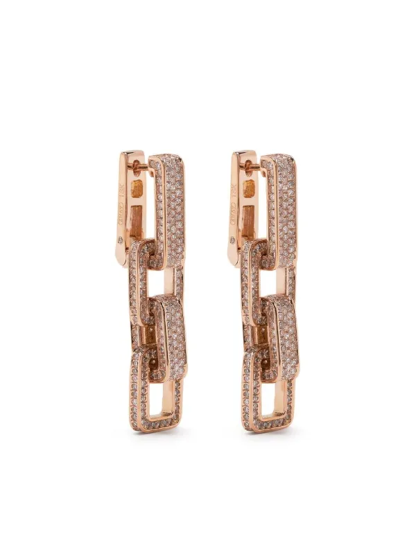 Shay 18K Rose Gold Triple Deco Diamond Earrings in Silver
