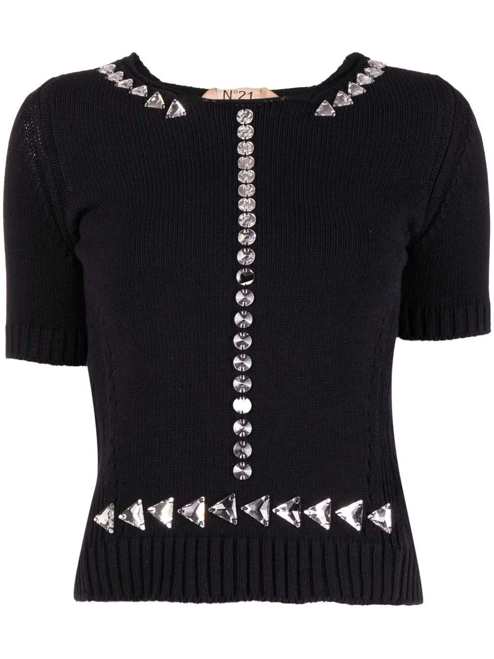 

Nº21 crystal-embellished knitted top - Black