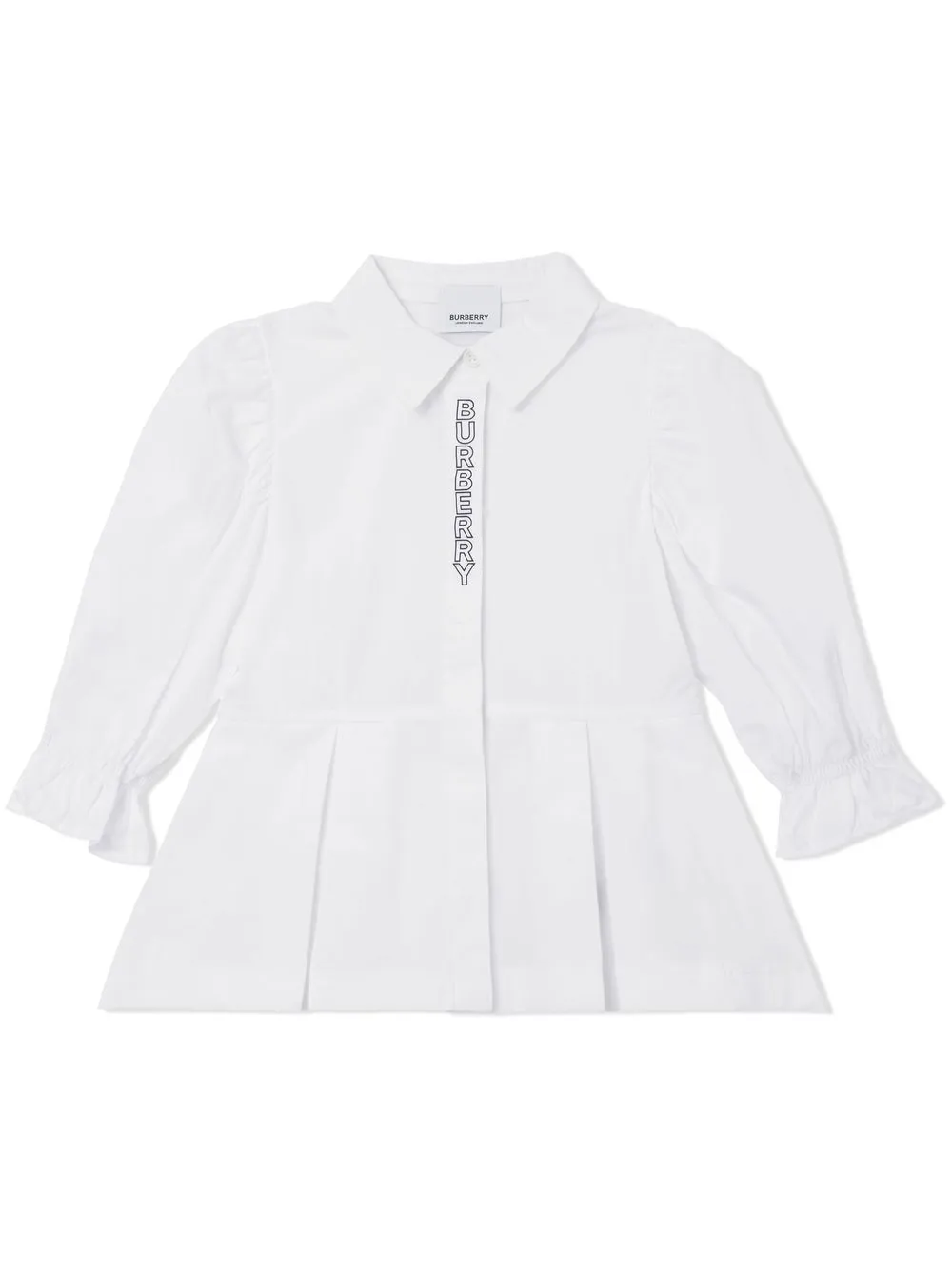 burberry kids robe-chemise péplum à logo imprimé - blanc