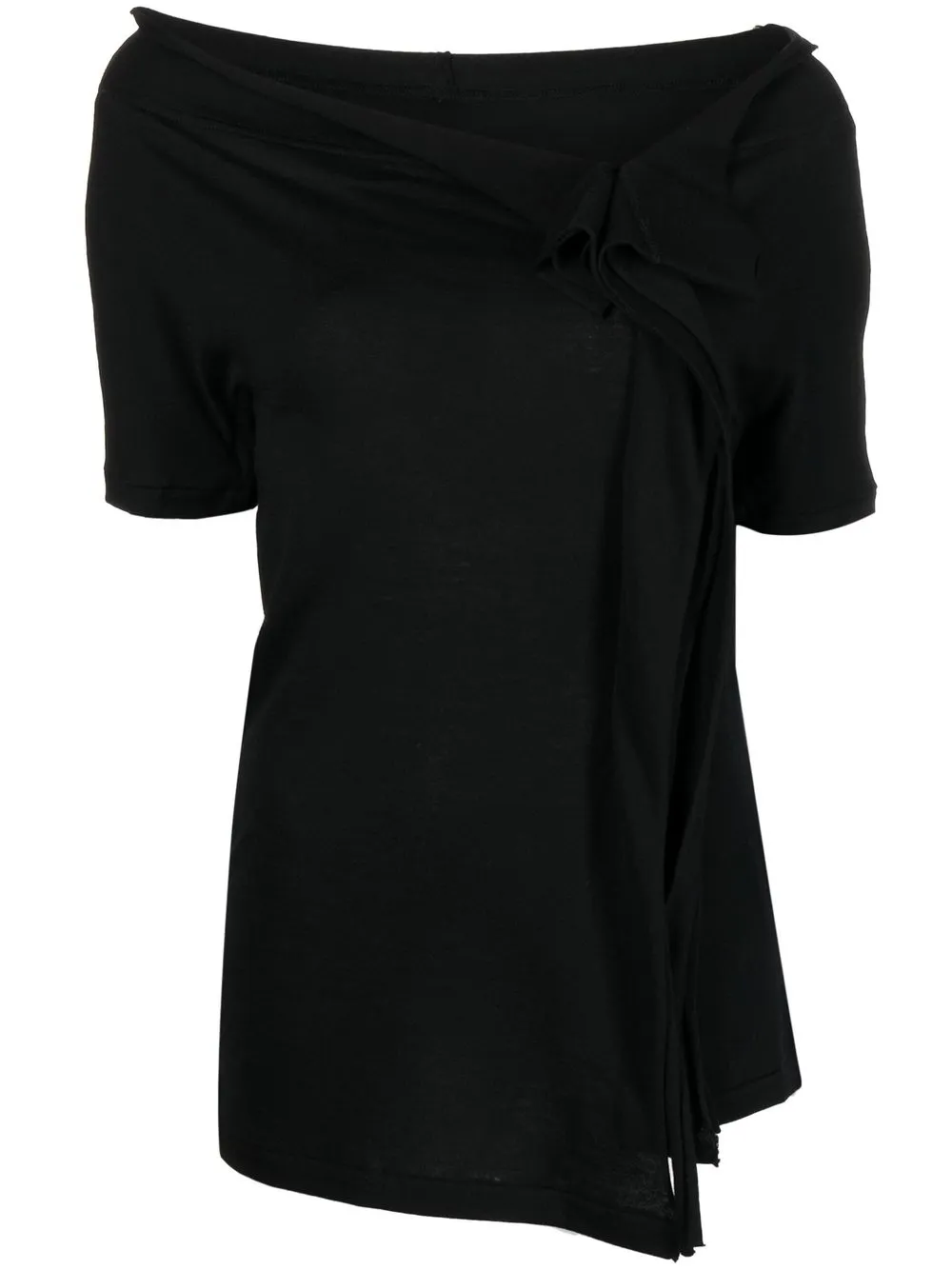 

Yohji Yamamoto draped short-sleeve top - Black