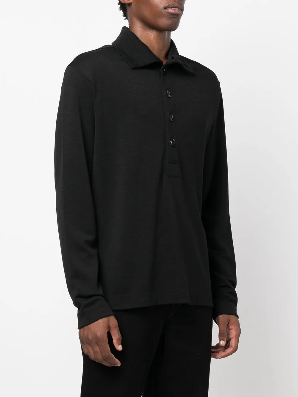  Lemaire Buttoned-up High-neck Sweater - Black 