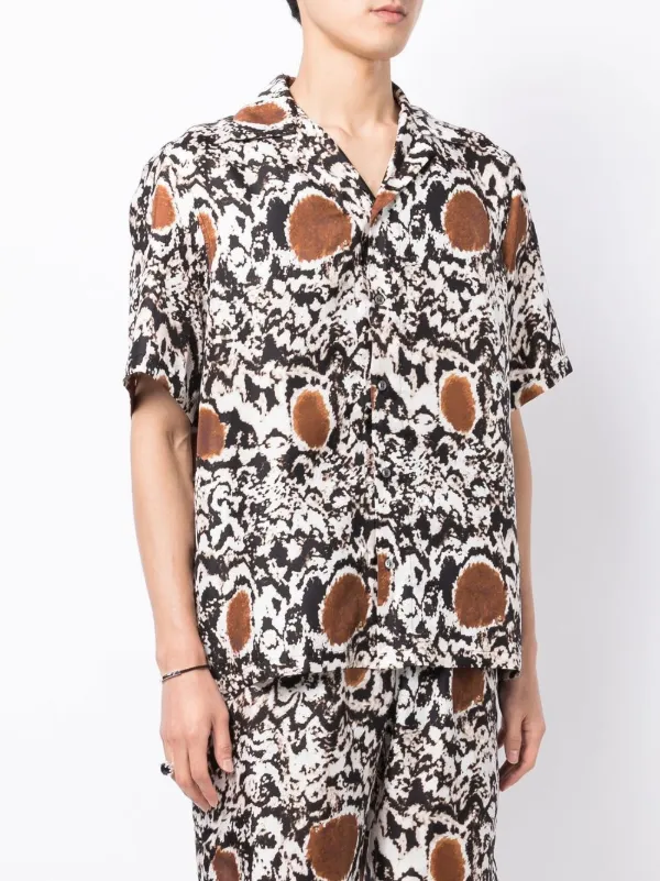 Edward Crutchley abstract-pattern short-sleeve Shirt | White 