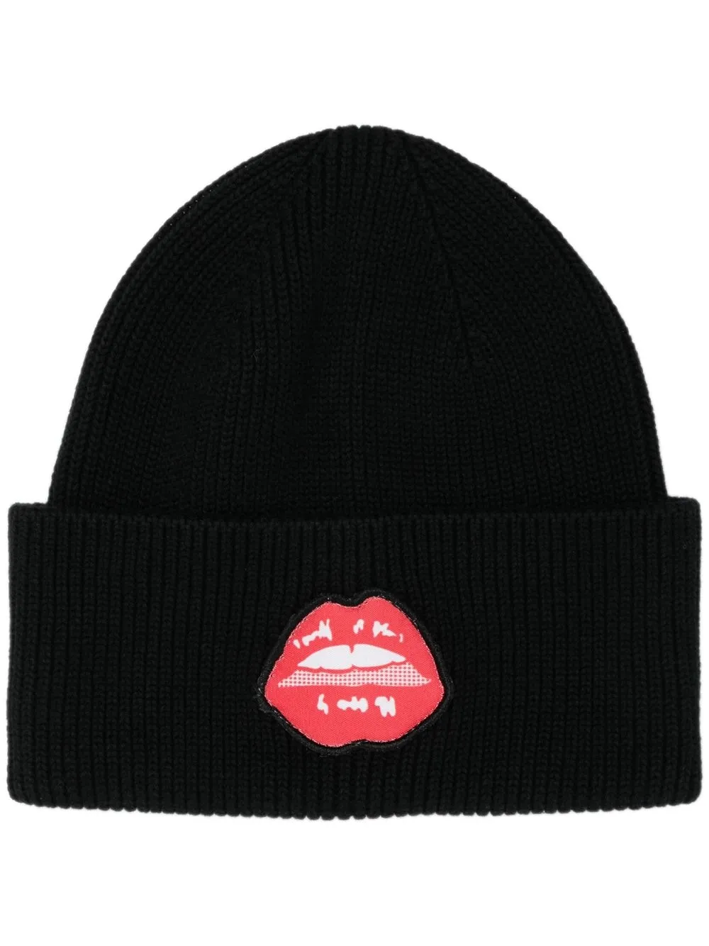 

Fiorucci patch-detail knit beanie - Black