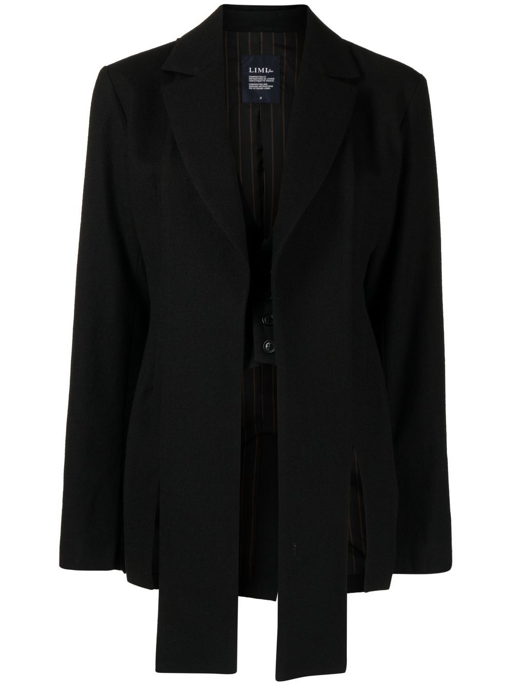 Yohji Yamamoto Single-breasted Layered Jacket In Black