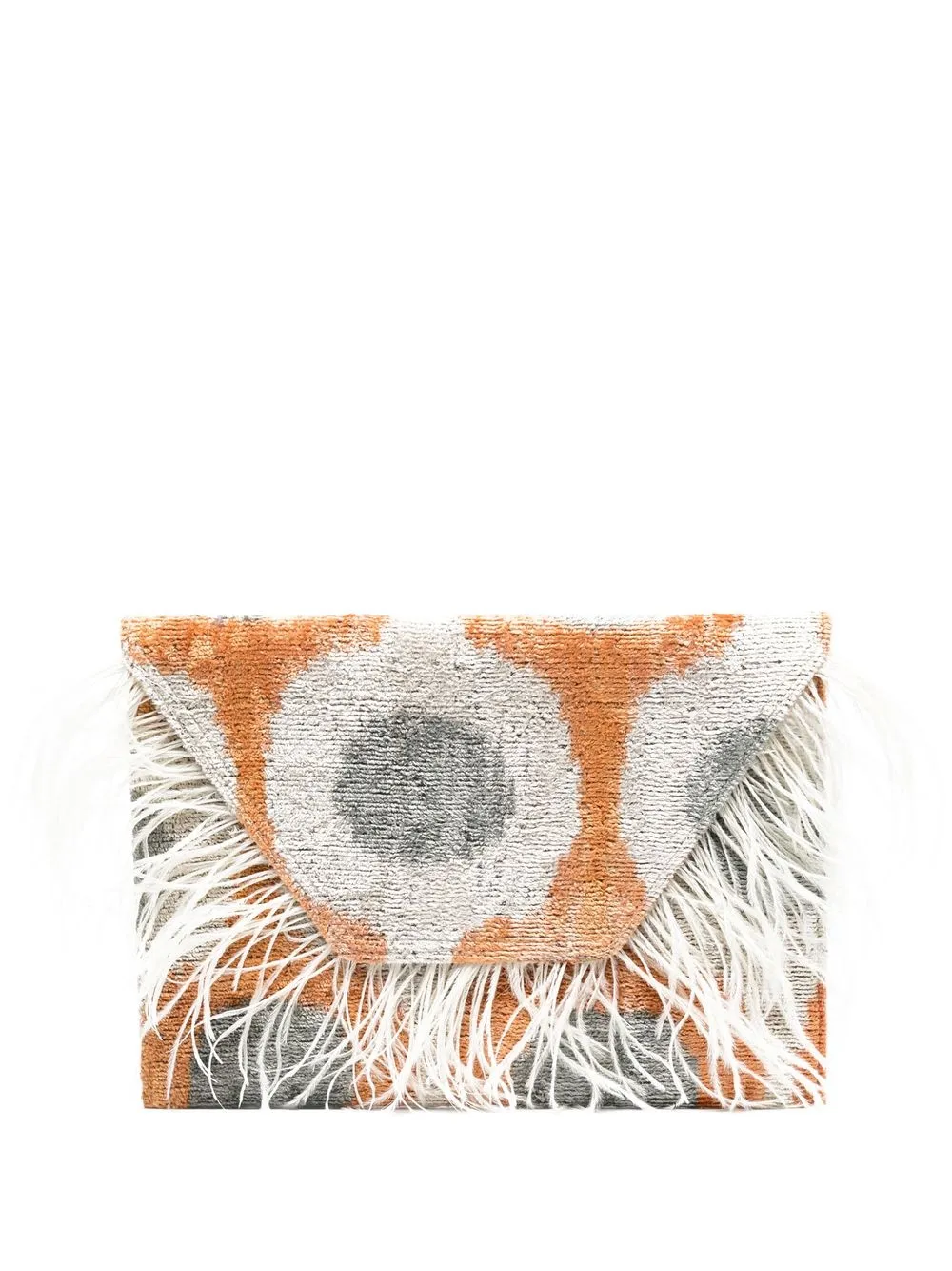 

la milanesa feather-trim clutch bag - Grey