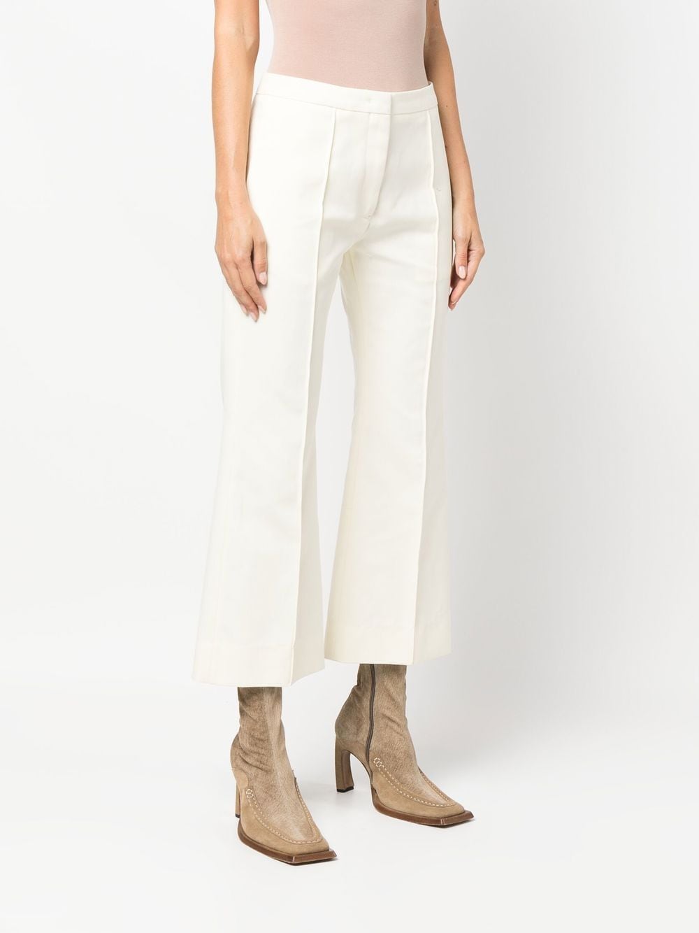 Shop Jil Sander High-waisted Cropped Trousers In Nude