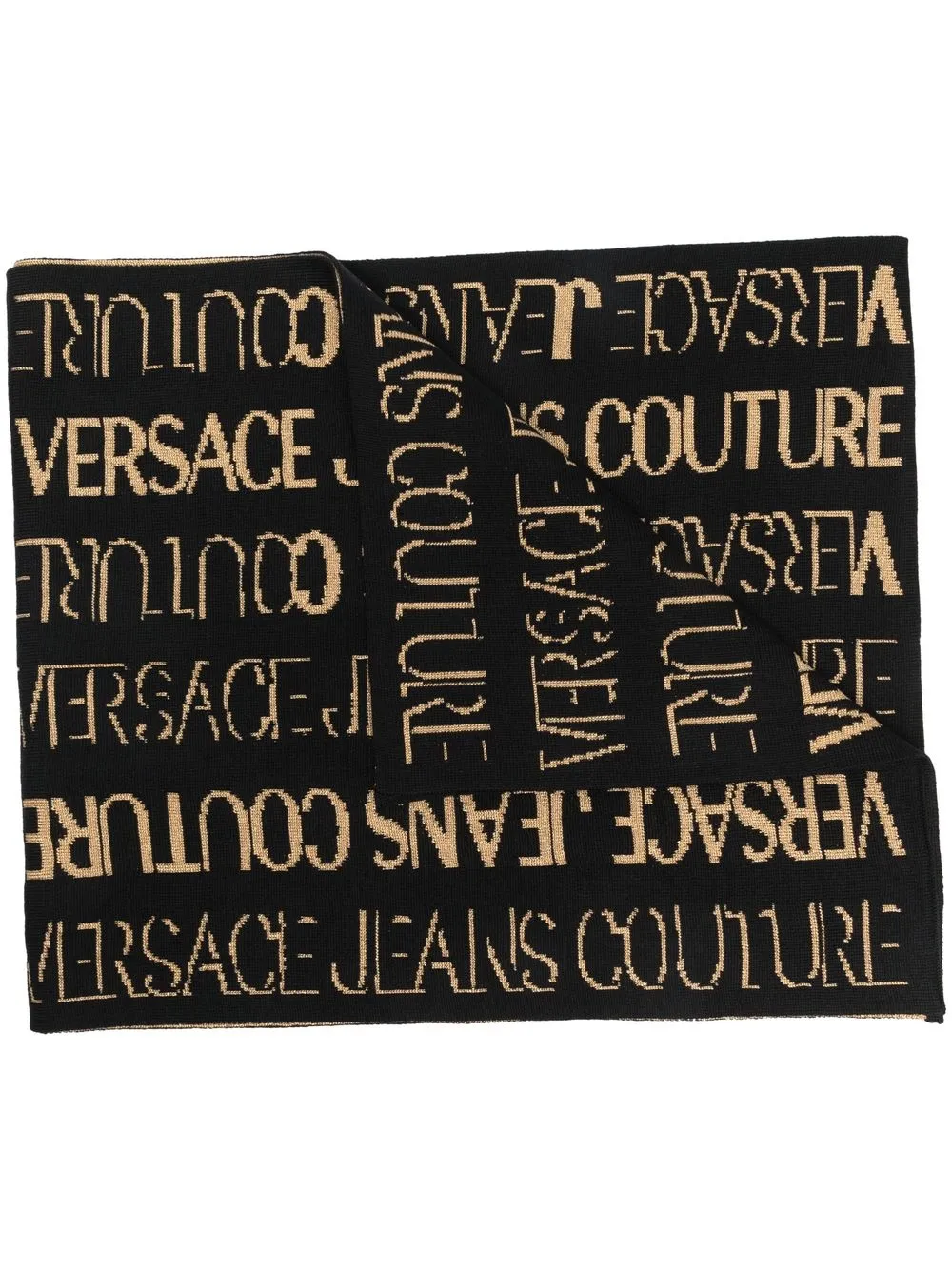 

Versace Jeans Couture bufanda tejida con logo estampado - Negro