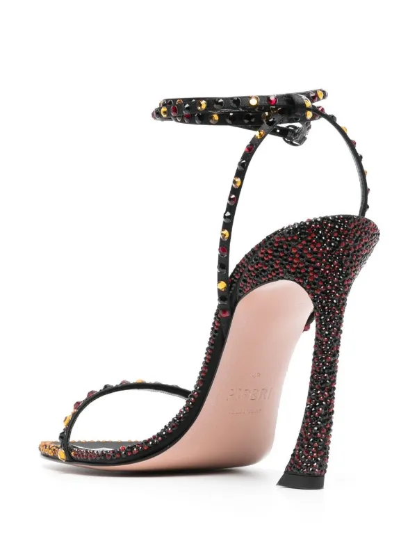 P feri crystal embellished ankle strap Sandals Black FARFETCH AE