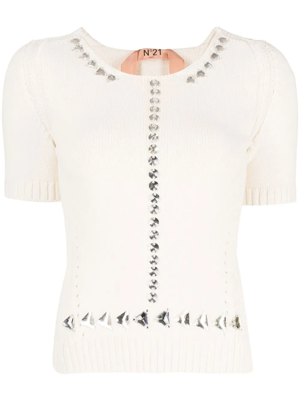 

Nº21 gem-embellished knitted top - Neutrals