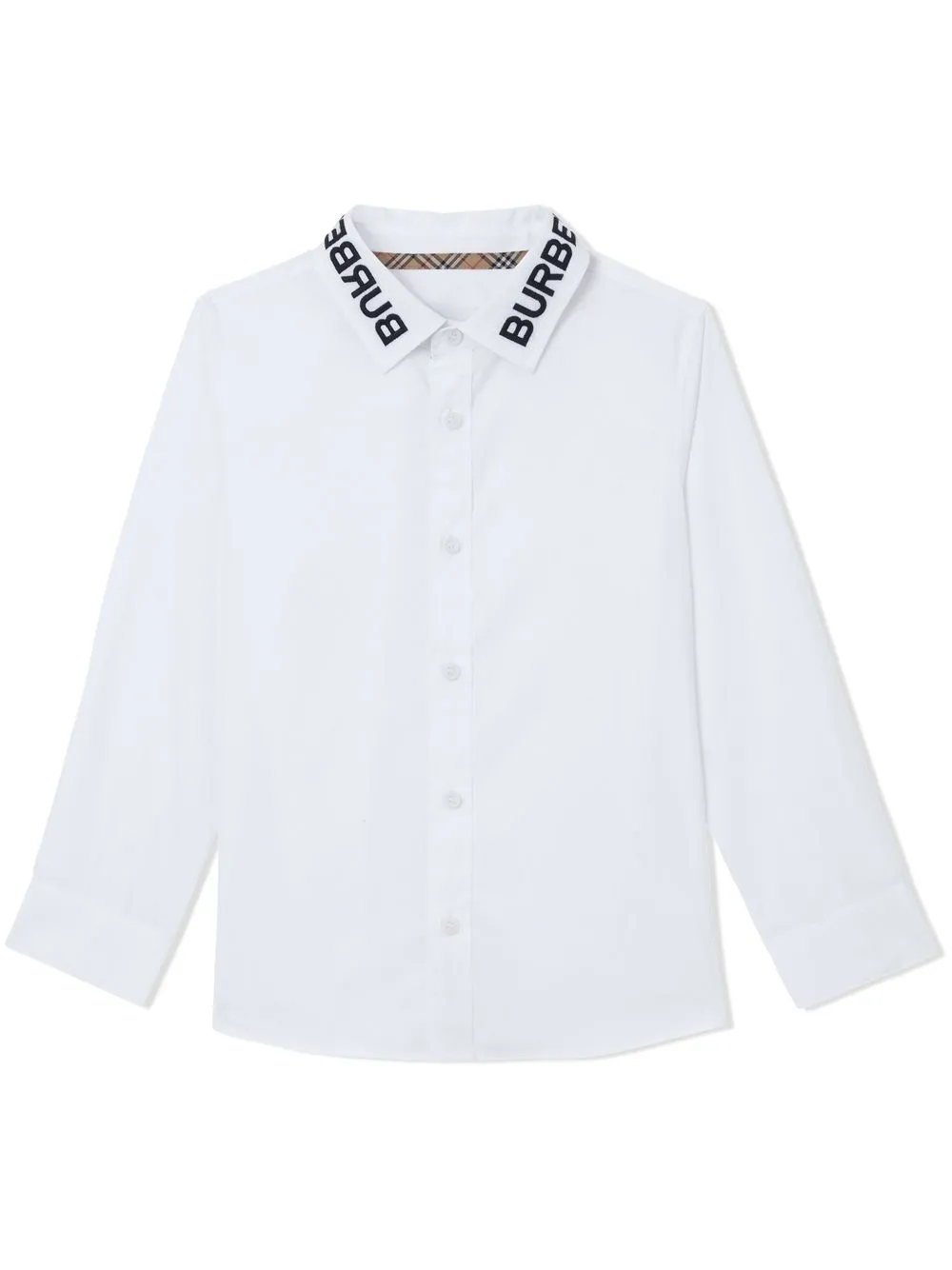 

Burberry Kids camisa manga larga con logo estampado - Blanco