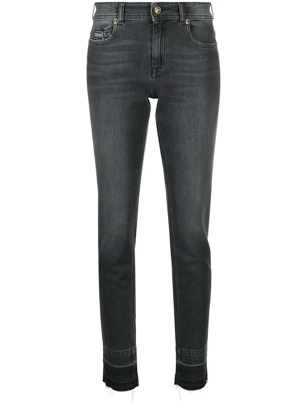 Versace Jeans Couture Logo-patch Skinny Jeans In Grey