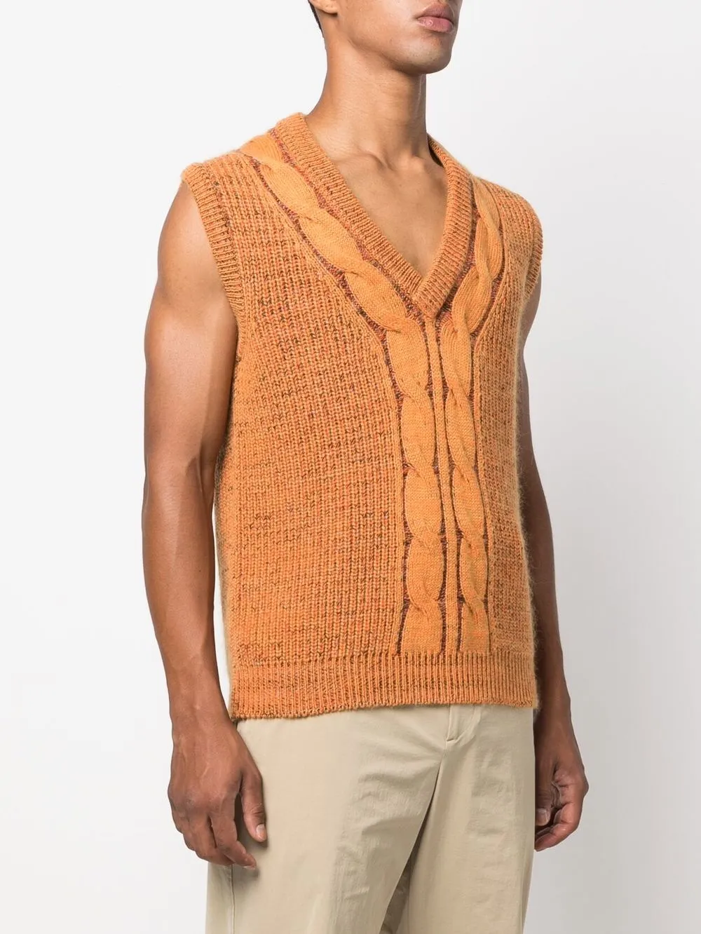 Missoni Cable-Knit V-Neck Vest - Brown