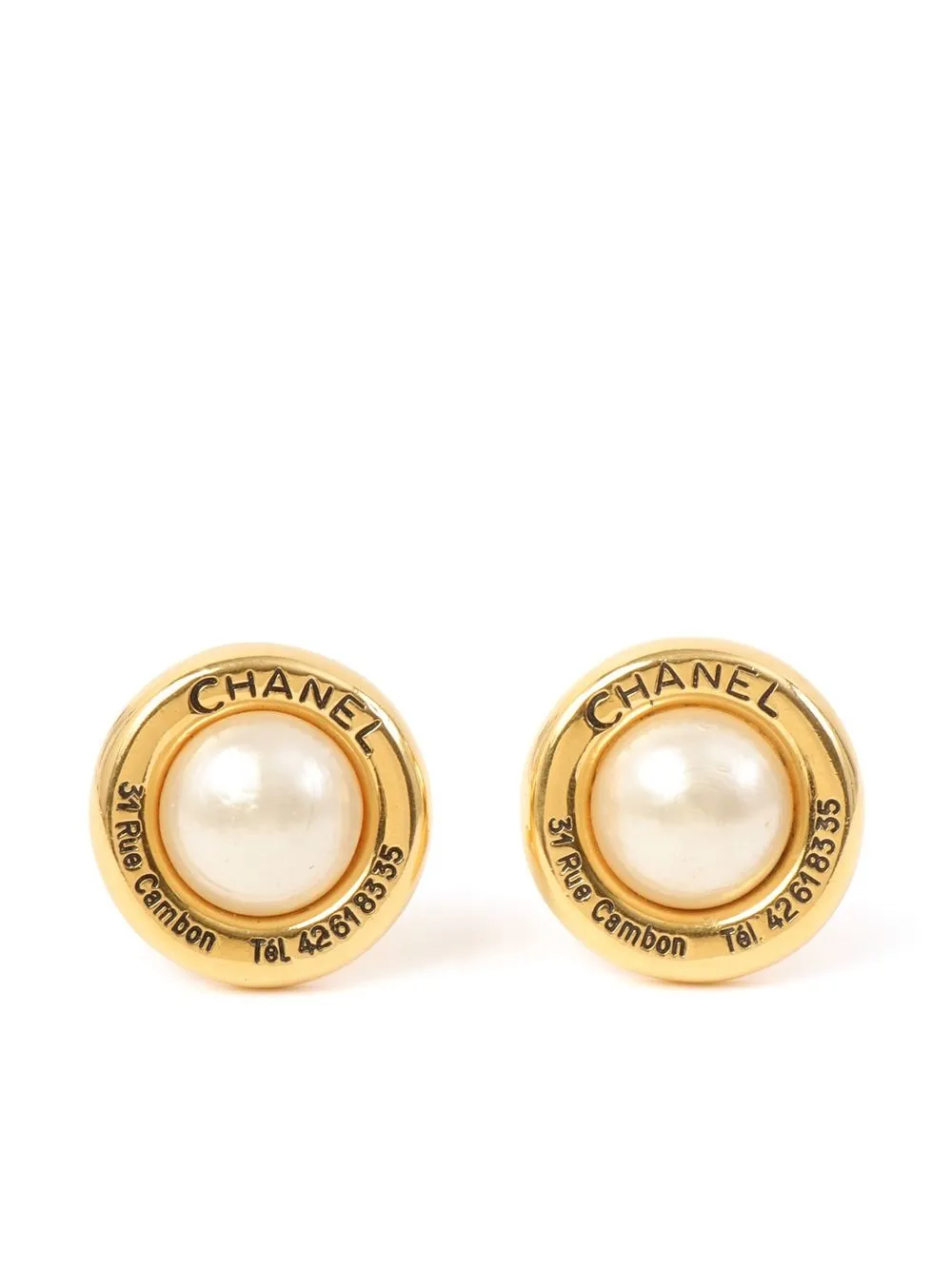 

Chanel Pre-Owned 1998 faux pearl clip-on earrings - Gold