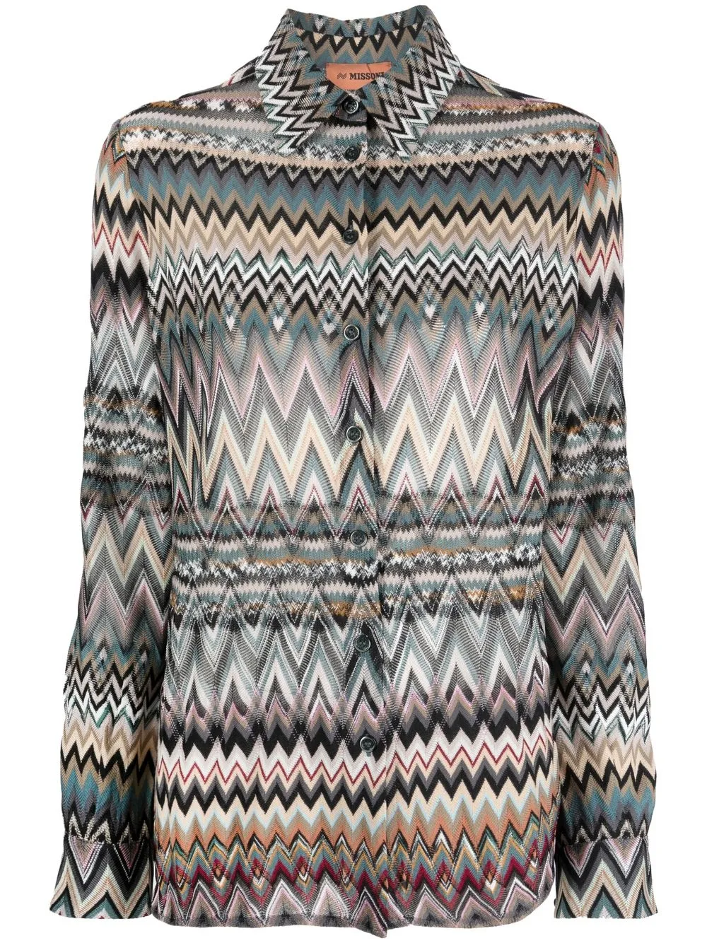 

Missoni zigzag-woven wool-blend shirt - Blue