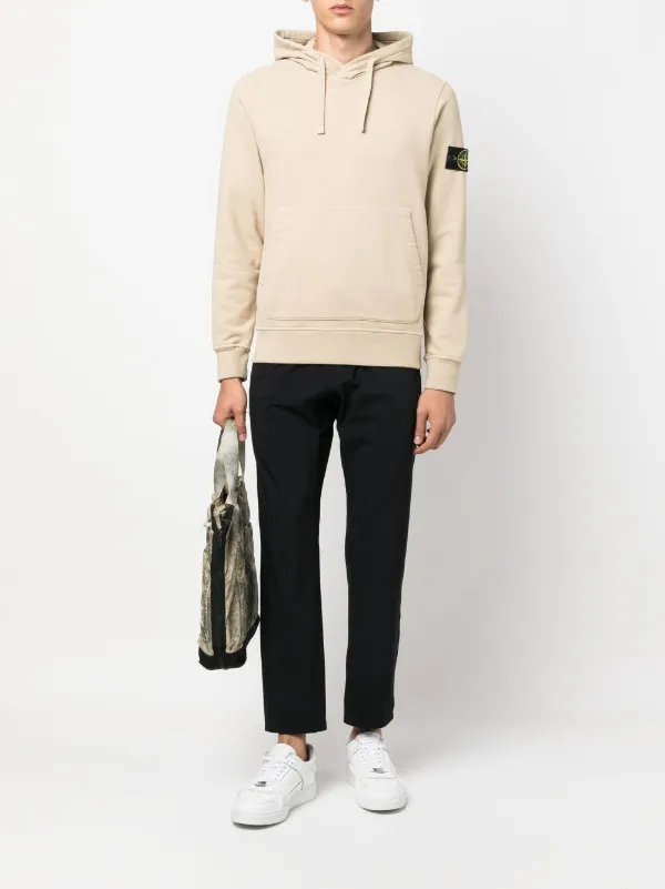 Stone Island Compass patch hoodie men Cotton S Neutrals