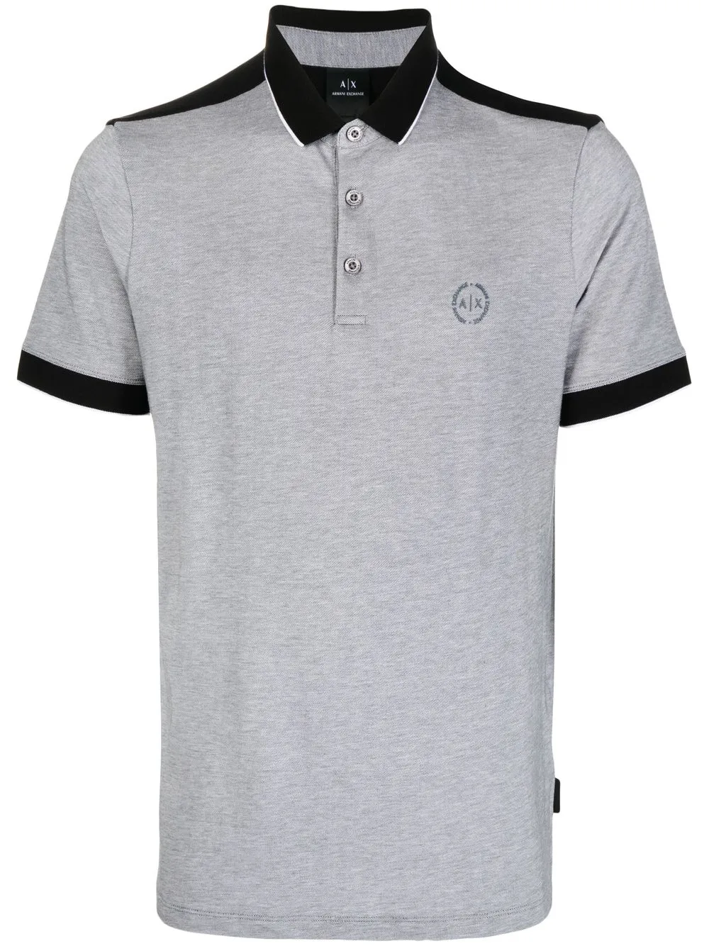 Armani Exchange playera tipo polo con logo bordado - Gris