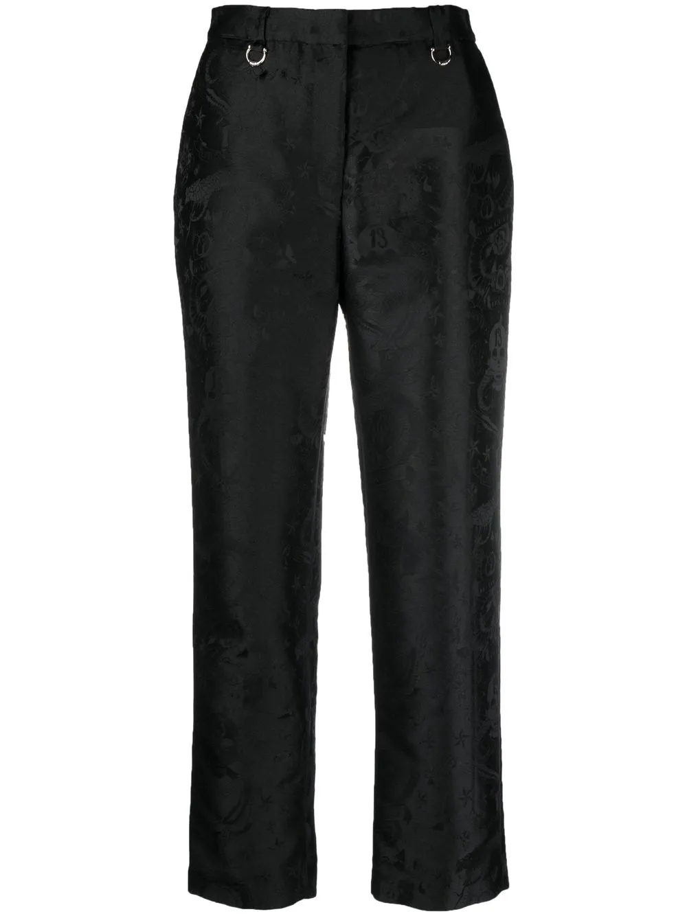 

John Richmond pantalones capri con motivo en jacquard - Negro