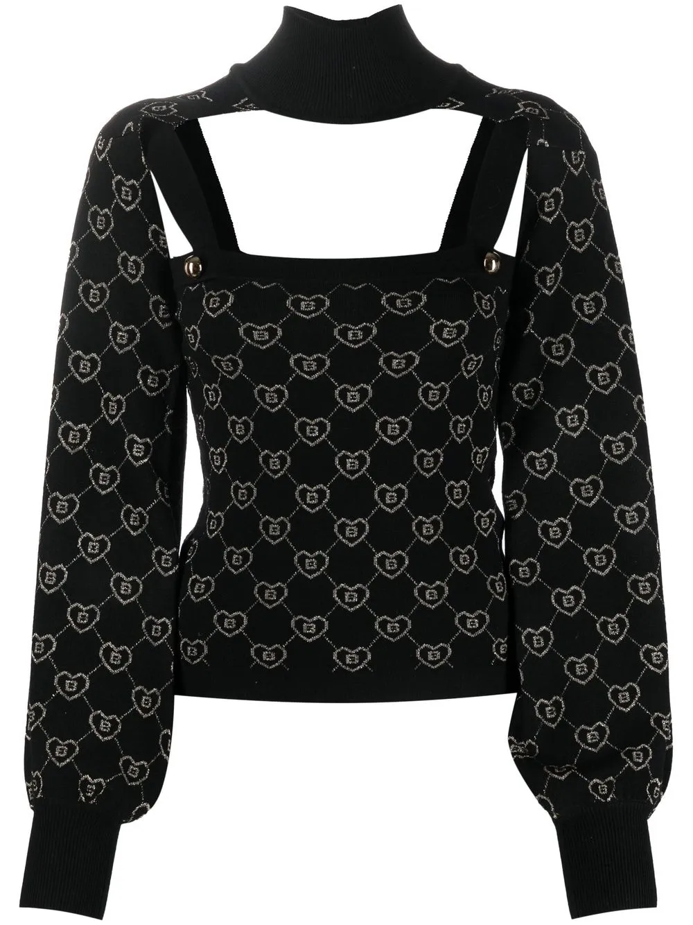 

Blugirl top con cuello de tortuga y logo estampado - Negro