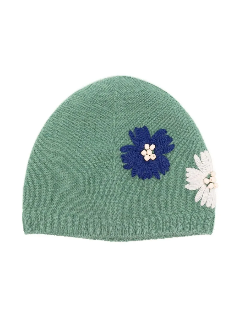 

Il Gufo floral-embroidered virgin wool beanie - Green