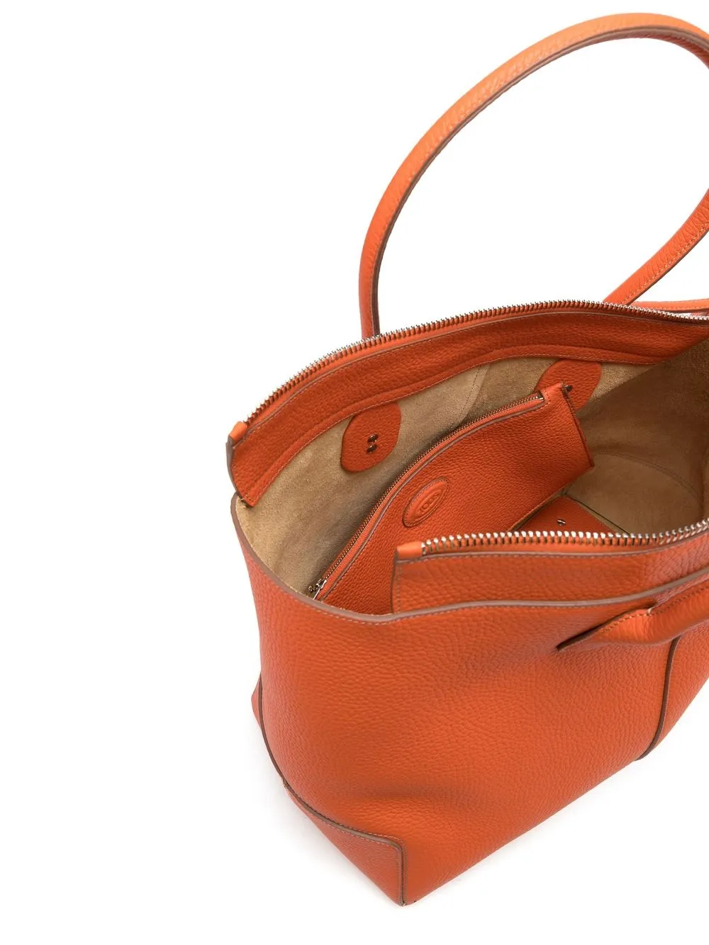 Shop Tod's Di Logo-embossed Leather Tote Bag In Orange