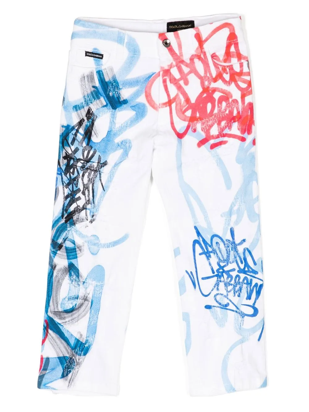 

Dolce & Gabbana Kids graffiti-print five-pocket jeans - Multicolor