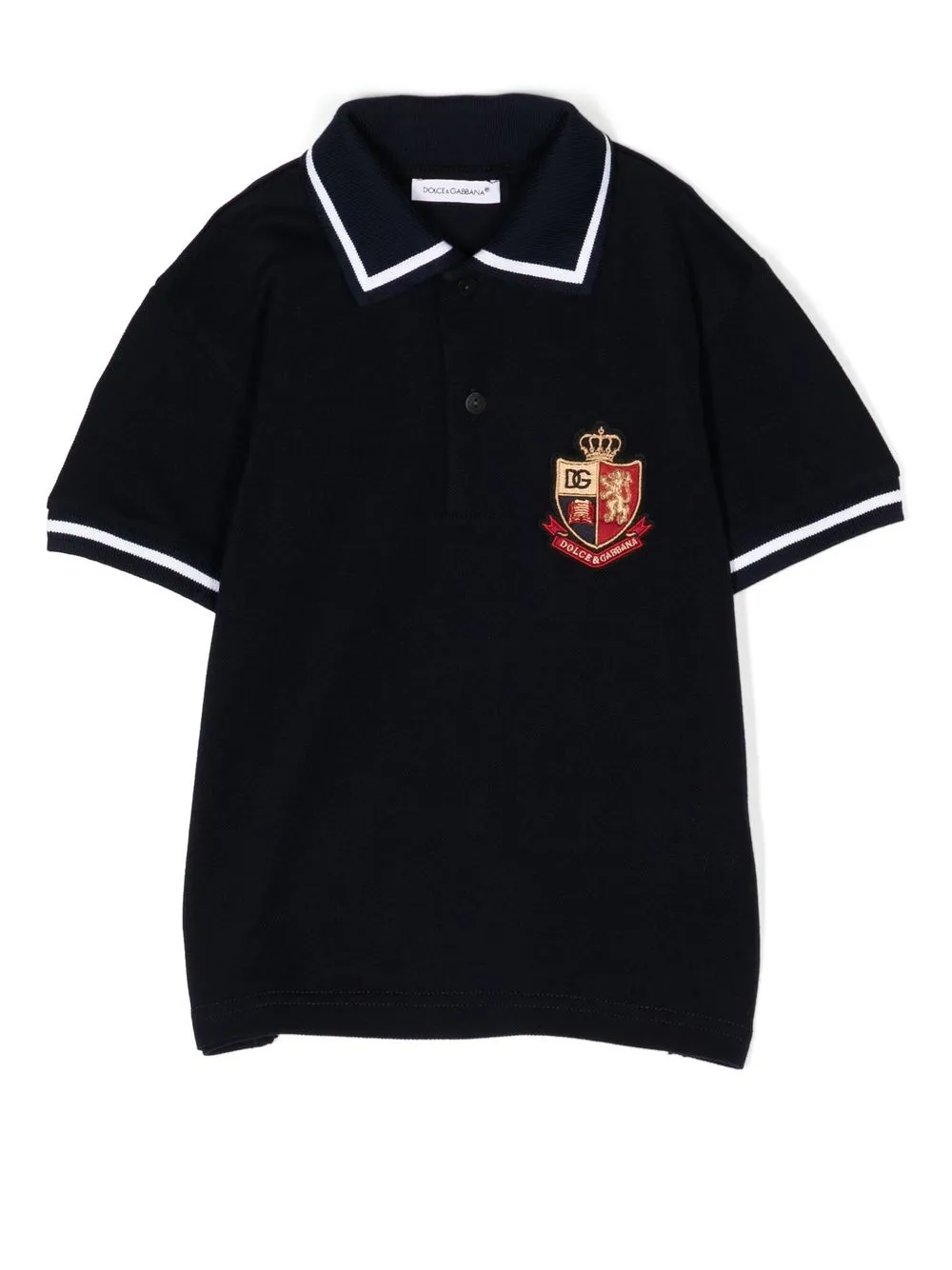 

Dolce & Gabbana Kids embroidered-crest short-sleeved polo shirt - Azul