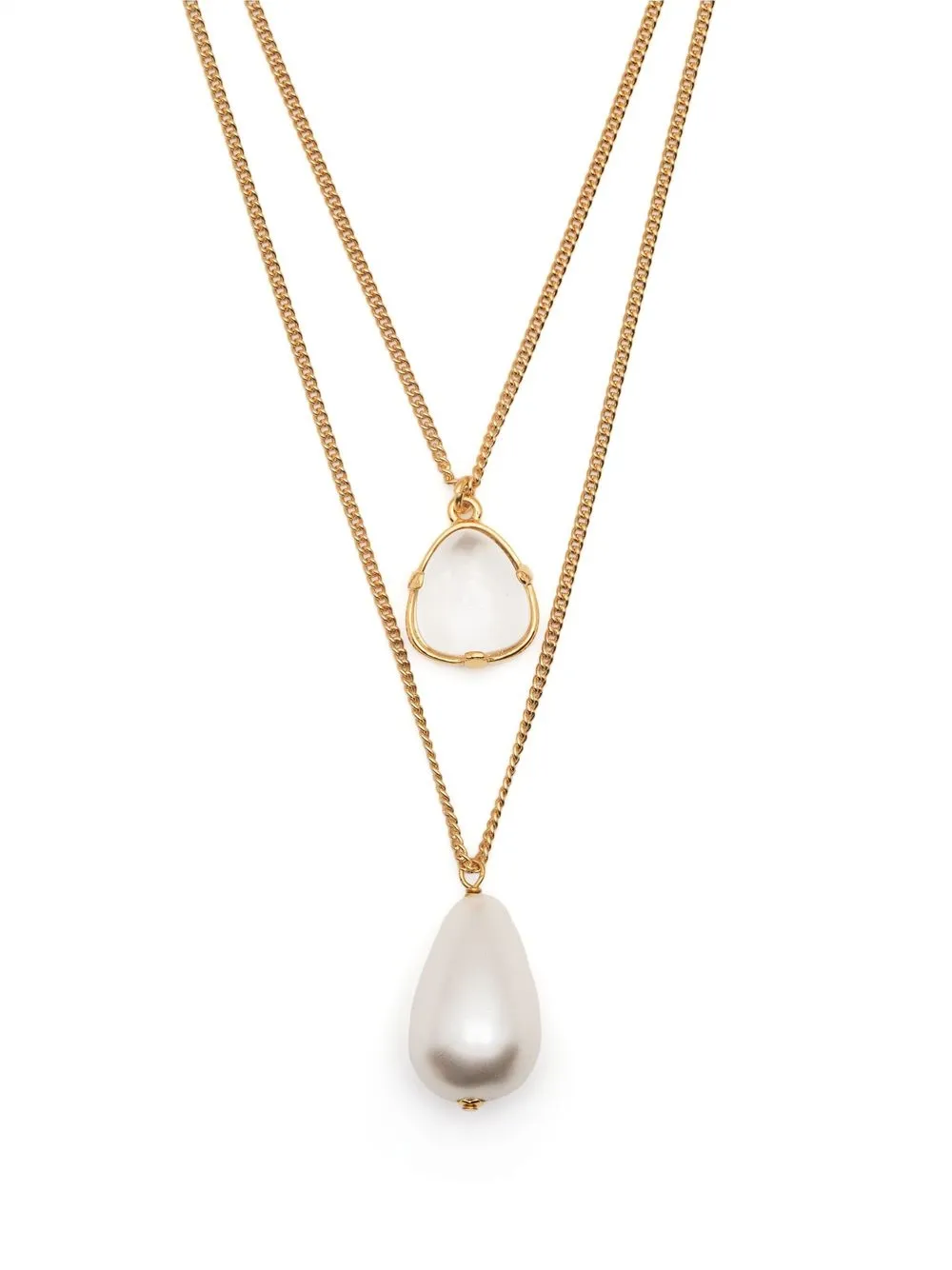 layered gold-plated pearl necklace