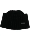 Saint Laurent logo-plaque chunky knit cashmere beanie - Black