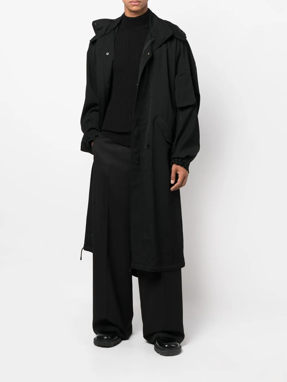 Yohji Yamamoto Jas met verborgen sluiting - Zwart