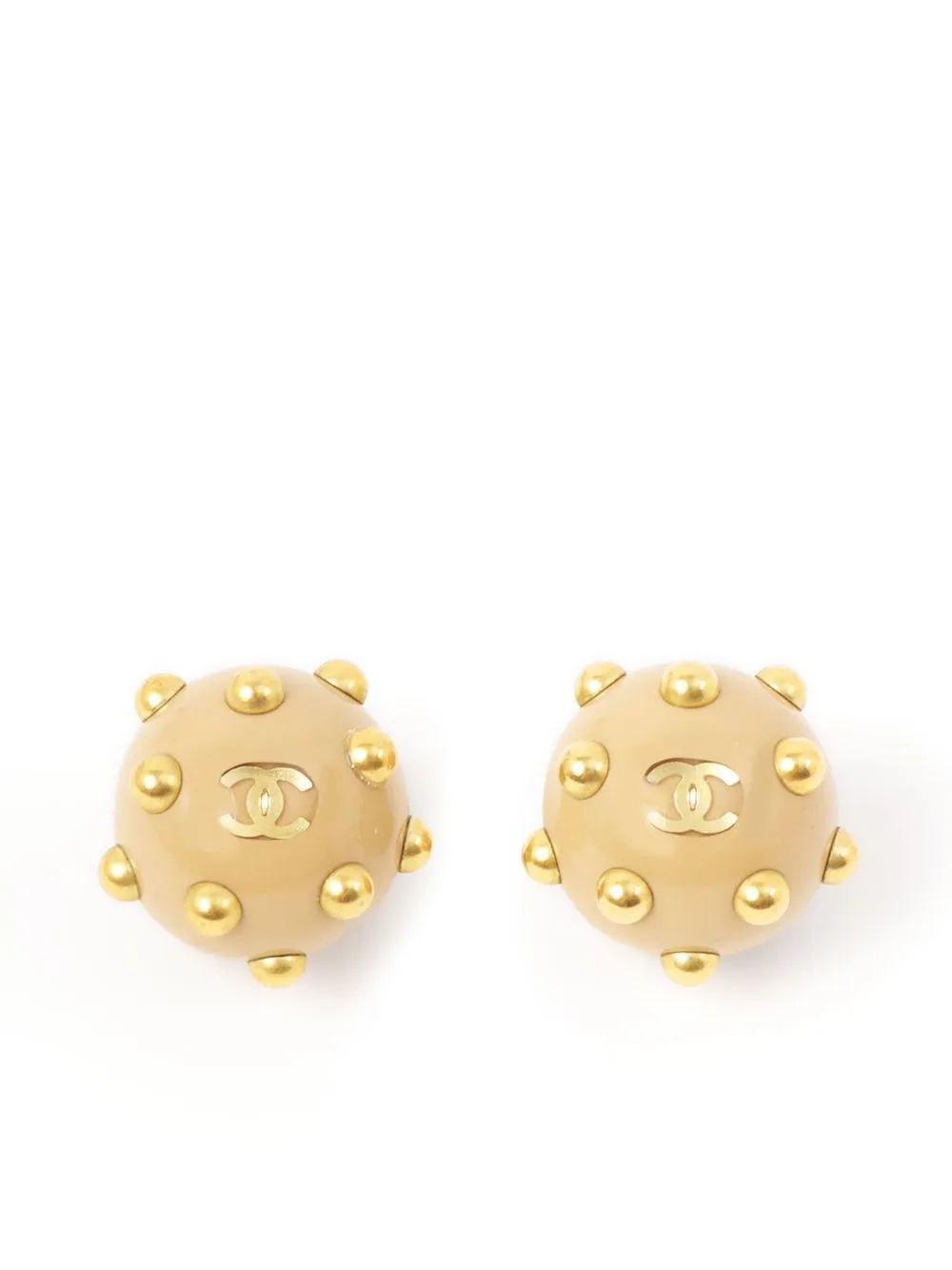 

CHANEL Pre-Owned 2000 CC studded clip-on earrings - Gold