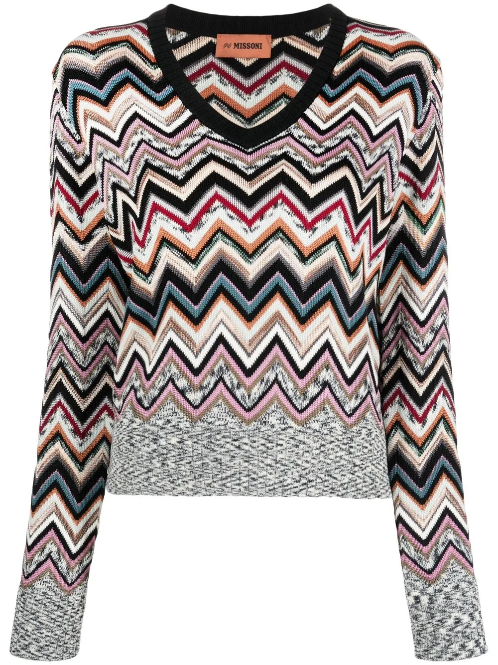 

Missoni suéter entretejido en zigzag con cuello en V - Negro