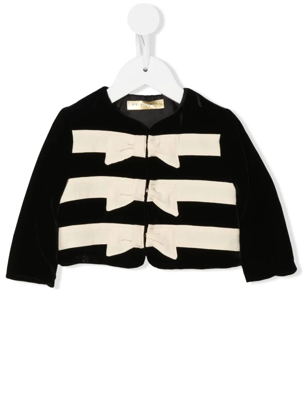 

Stella McCartney Kids chamarra con motivo de rayas y moño - Negro