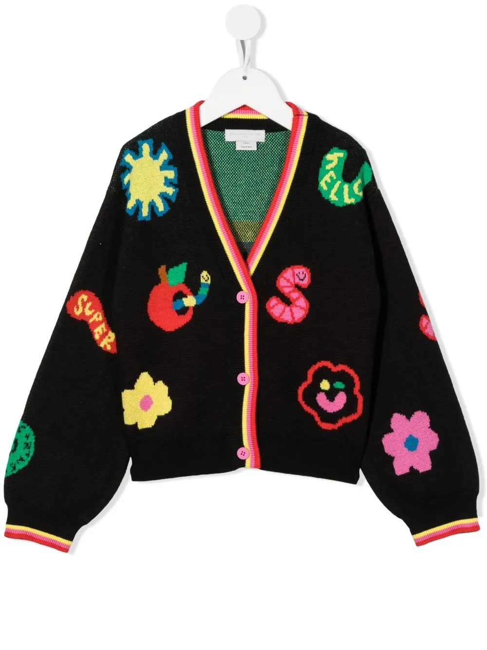 

Stella McCartney Kids cárdigan tejido con motivo en intarsia - Negro