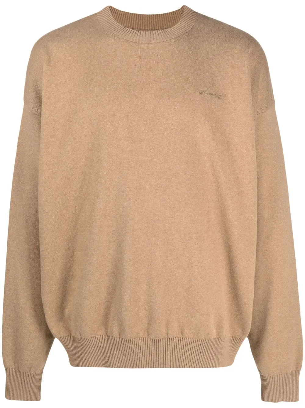 

Off-White logo-embroidered knitted jumper - Brown