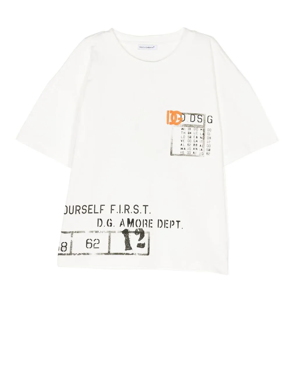 

Dolce & Gabbana Kids stamp-effect logo-print T-shirt - Blanco