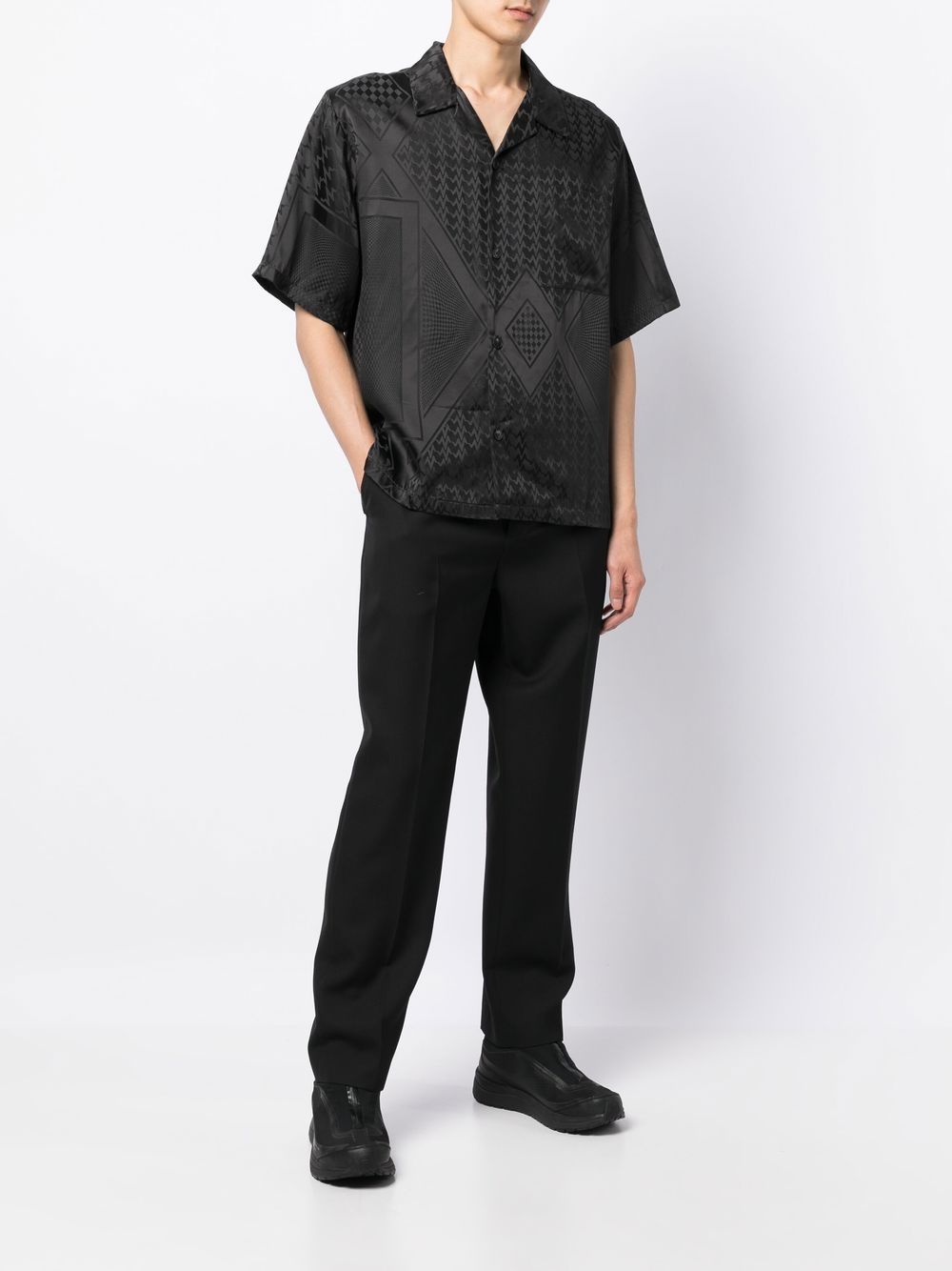 Qasimi Overhemd met abstracte print - Zwart